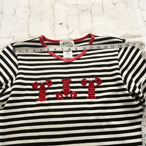 Vintage Striped Lobster Embroidered Striped 3/4 Sleeve Nautical Top XS Summer - Picture 4 of 8